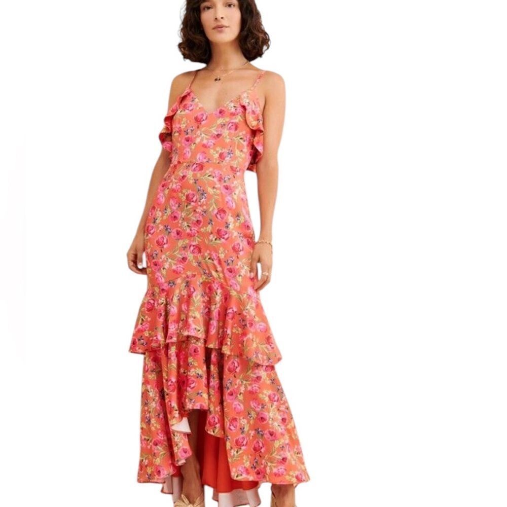 Keepsake The Label Tiered Maxi Dress in orange pink 6
